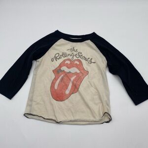 Rowdy Sprout Rolling Stones Long Sleeve Tee - Black and Cream